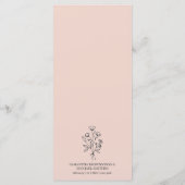 Pink Pastel Blume Bohemisch Einfach Botanisch Menükarte (Rückseite)
