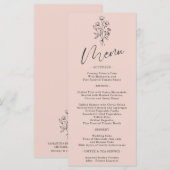 Pink Pastel Blume Bohemisch Einfach Botanisch Menükarte (Vorne/Hinten)