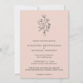 Pink Pastel Blume Bouquet Boho Einladung (Vorderseite)