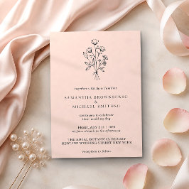 Pink Pastel Blume Bouquet Boho Einladung