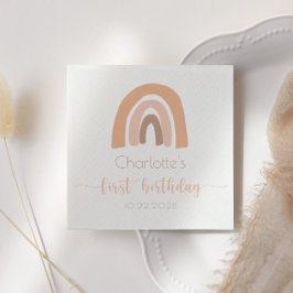 Pink Pastel Boho Rainbow Erster Geburtstag Serviette