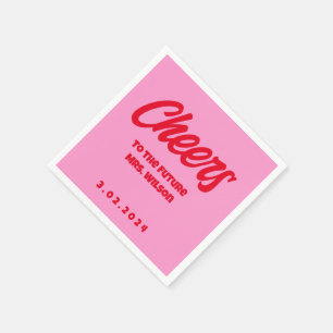 Pink Pastel Bold Retro Bridal ShowerNapkins Serviette