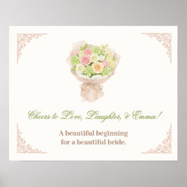 pink pastel bouquet Elegant  Poster