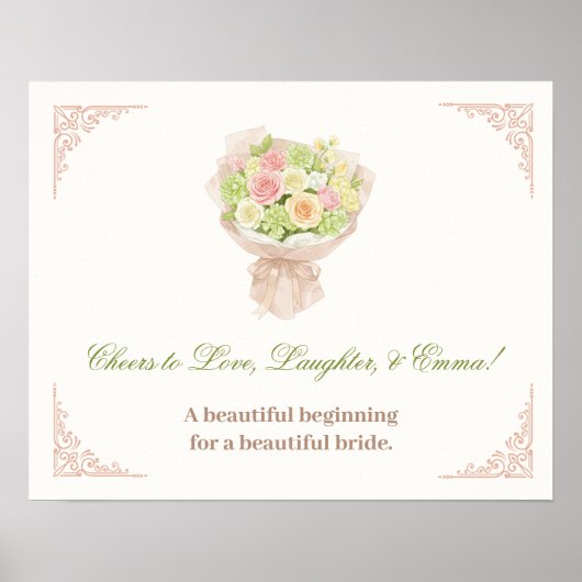 pink pastel bouquet Elegant  Poster (Vorne)