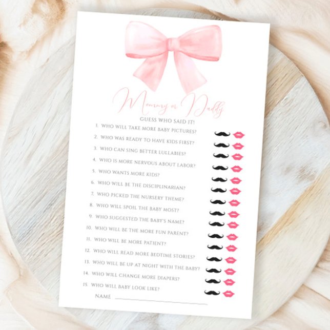 Pink Pastel Bow Mommy oder Papa Ratet, wer spielen (Von Creator hochgeladen)