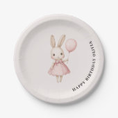 Pink Pastel Bunny Easter Kindergeburtstag Pappteller (Vorderseite)