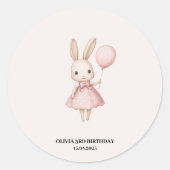 Pink Pastel Bunny Easter Kindergeburtstag Runder Aufkleber (Vorderseite)