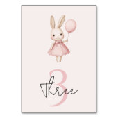 Pink Pastel Bunny Easter Kindergeburtstag Tischnummer (Vorderseite)