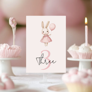 Pink Pastel Bunny Easter Kindergeburtstag Tischnummer