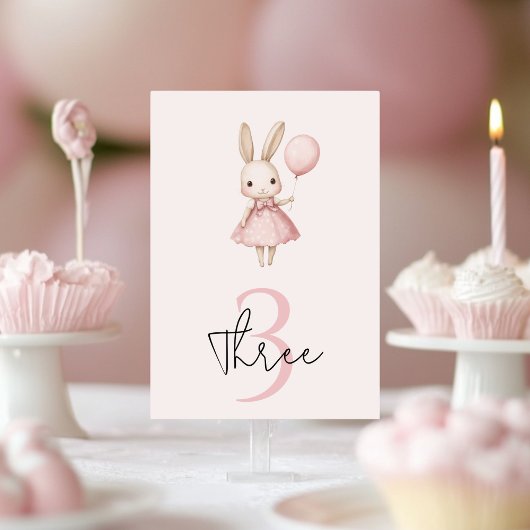 Pink Pastel Bunny Easter Kindergeburtstag Tischnummer