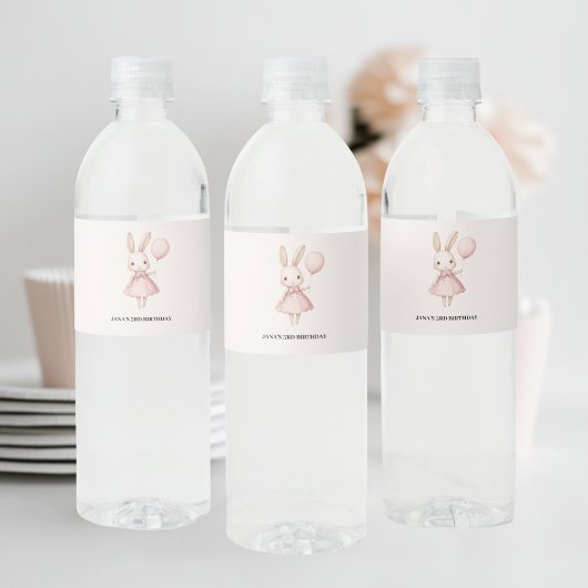 Pink Pastel Bunny Easter Kindergeburtstag Wasserflaschenetikett