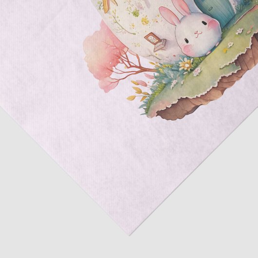 Pink Pastel Bunny & House Seidenpapier (Ausschnitt)