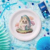 Pink Pastel Bunny Rabbit & House Pappteller (Party)