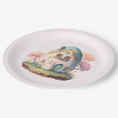 Pink Pastel Bunny Rabbit & House Pappteller (Schrägansicht)
