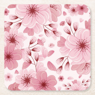 Pink Pastel Cherry Blossom Muster Rechteckiger Pappuntersetzer