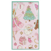 Pink Pastel Christmas Ballerina and Santa  Kleine Geschenktüte (Rückseite)