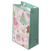 Pink Pastel Christmas Ballerina and Santa  Kleine Geschenktüte (Rückseite Schrägansicht)