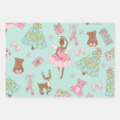 Pink Pastel Christmas Black Santa & Ballerina Geschenkpapier Set (Vorderseite 2)