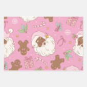 Pink Pastel Christmas Black Santa & Ballerina Geschenkpapier Set (Vorderseite)