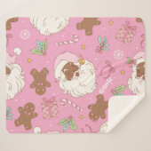 Pink Pastel Christmas Black Santa & Ballerina Sherpadecke (Vorderseite (Horizontal))