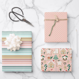 Pink Pastel Christmas Vibe Geschenk Wrap Geschenkpapier Set