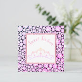 PINK PASTEL DIAMOND PRINCESS TIARA SECHZEHN EINLADUNG (Stehend Vorderseite)
