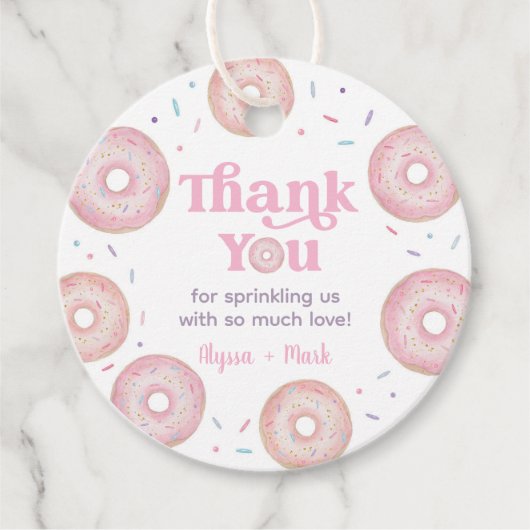 Pink Pastel Donut Baby Sprinkle Vielen Dank Geschenkanhänger (Vorderseite)