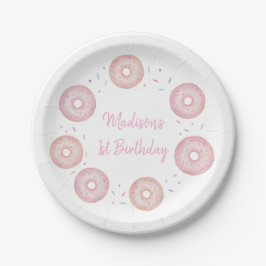 Pink Pastel Donut Birthday Pappteller