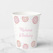 Pink Pastel Donut Sweet One Birthday Pappbecher (Vorderseite)