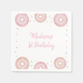 Pink Pastel Donut Sweet One Birthday Serviette (Vorderseite)
