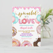 Pink Pastel Donuts Baby Sprinkle Invitation Einladung (Stehend Vorderseite)