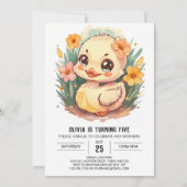 Pink Pastel Duck Birthday Einladung (Vorderseite)