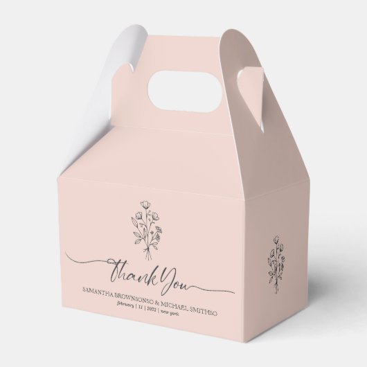 Pink Pastel Elegant Boho Botanical Vielen Dank Geschenkschachtel (Rückseite)