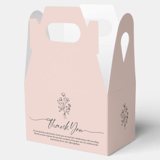 Pink Pastel Elegant Boho Botanical Vielen Dank Geschenkschachtel (Geöffnet)