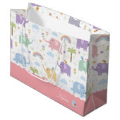 Pink Pastel Elephant Muster für Kleines Girl-Party Große Geschenktüte (Vorderseite Schrägansicht)