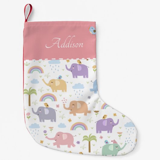 Pink Pastel Elephant Muster für Kleines Mädchen Kleiner Weihnachtsstrumpf (Vorderseite)