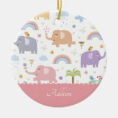 Pink Pastel Elephant Pattern Little Girl Keramik Ornament (Vorne)