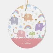 Pink Pastel Elephant Pattern Little Girl Keramik Ornament (Links)