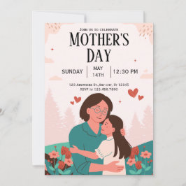 Pink Pastel floral Muttertag einladen Einladung
