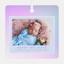 Pink Pastel Foto Happy Holiday Ornament Aus Metall