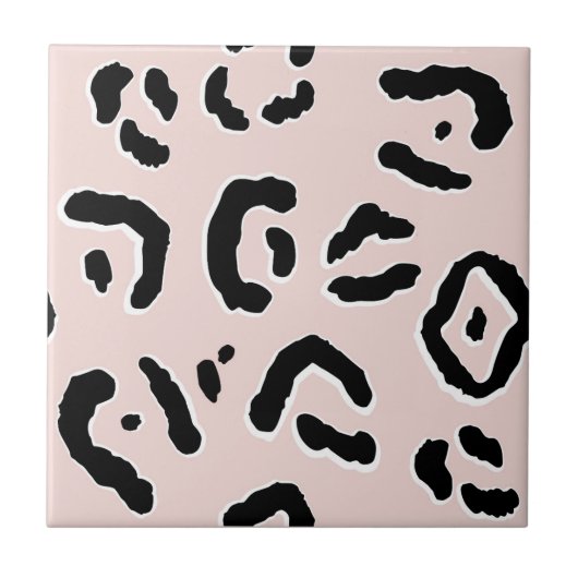 Pink Pastel Fun Animal Leopard Print Keramik Tile Fliese (Vorderseite)