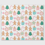 Pink Pastel Gingerbrot Keksweispapier Geschenkpapier (Flach)