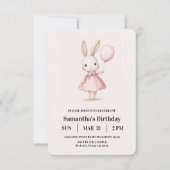 Pink Pastel Girl Bunny Oster Kindergeburtstag Einladung (Vorderseite)