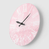 Pink Pastel Glitzer Effekt Weißer Park Princess Gl Große Wanduhr (Winkel)