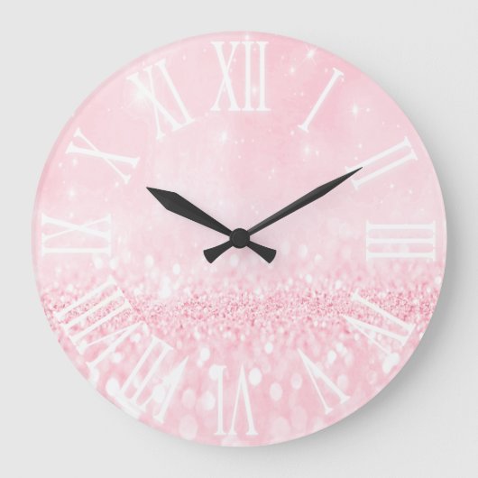 Pink Pastel Glitzer Effekt Weißer Park Princess Gl Große Wanduhr (Vorderseite)