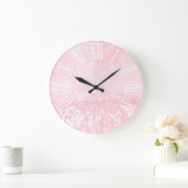 Pink Pastel Glitzer Effekt Weißer Park Princess Gl Große Wanduhr (Zuhause)