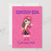 Pink Pastel Glitzer Pirate Girl Mitteilungskarte (Vorderseite)