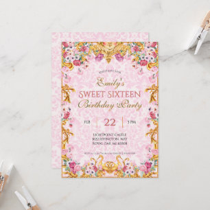 Pink Pastel Gold 16 . Geburtstag Rokoko Geburtstag Einladung