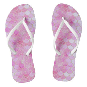Pink Pastel & Gold Shimmer Mermaid Scanner Muster Badesandalen