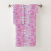 Pink Pastel & Gold Shimmer Mermaid Scanner Muster Badhandtuch Set (Insitu)
